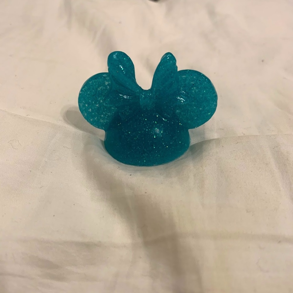 Minnie Mouse Straw Topper - Light Blue Glitter